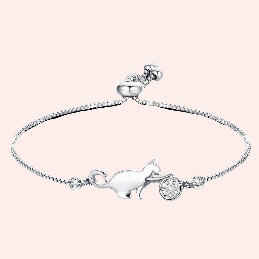 Bracelet argent avec chat et zircon pour femmes – Image 2